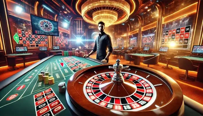 Tampilan meja live casino hino99 dengan dealer sungguhan streaming langsung